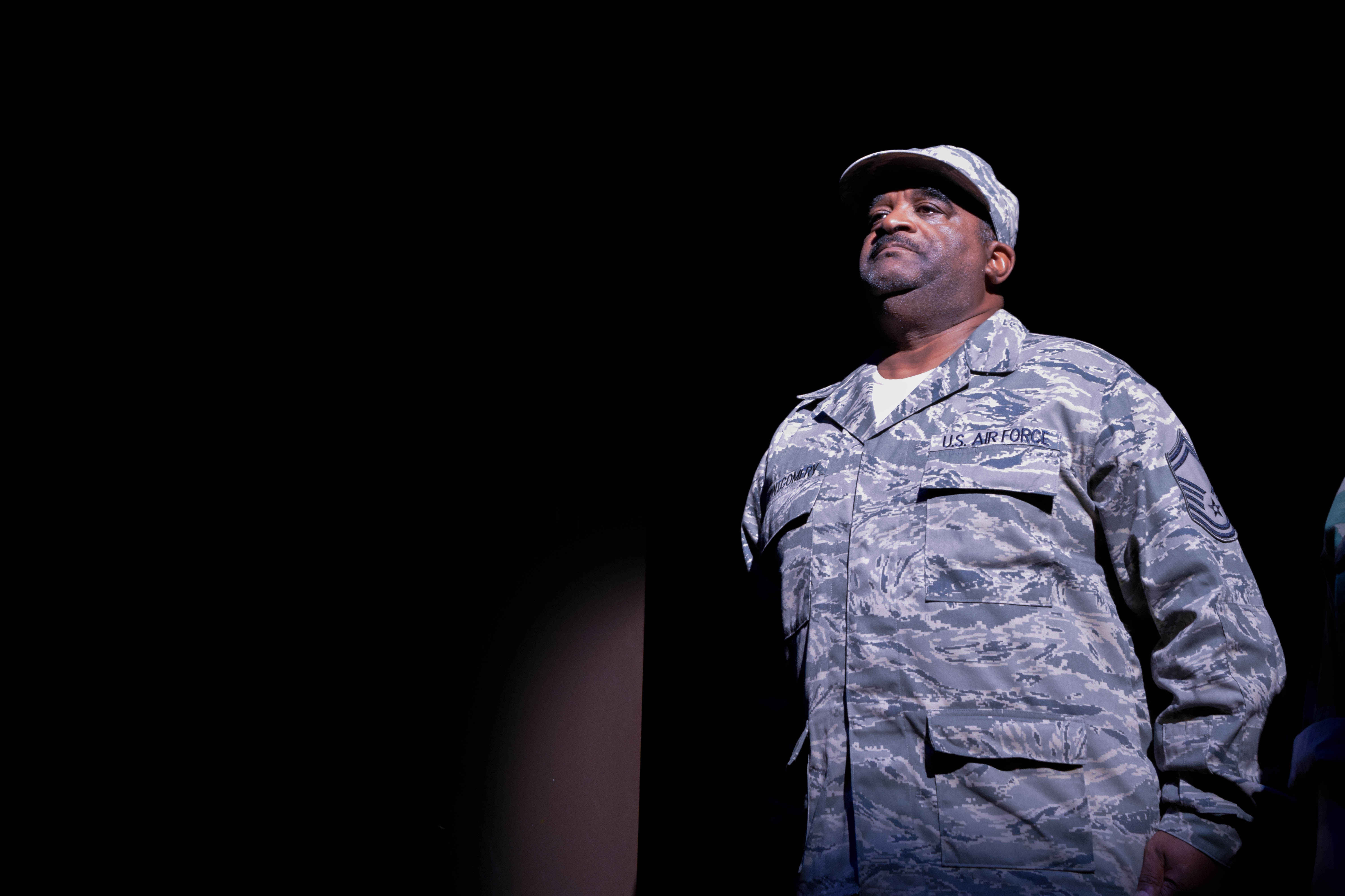 Monty Montgomery in a performance of Marching On at The Wallis.  PHOTO CREDIT: Nate Albus